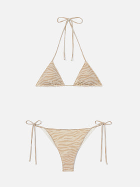 Bikini Leah Marielle Overlock in lurex con stampa zebrata