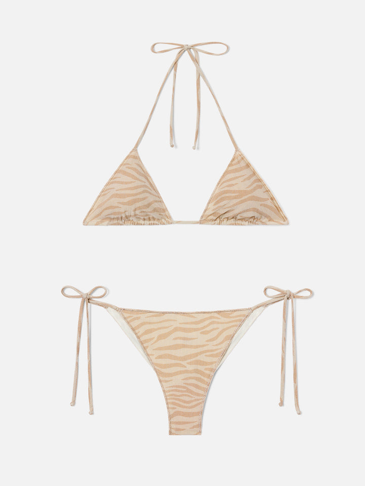 Bikini Leah Marielle Overlock in lurex con stampa zebrata