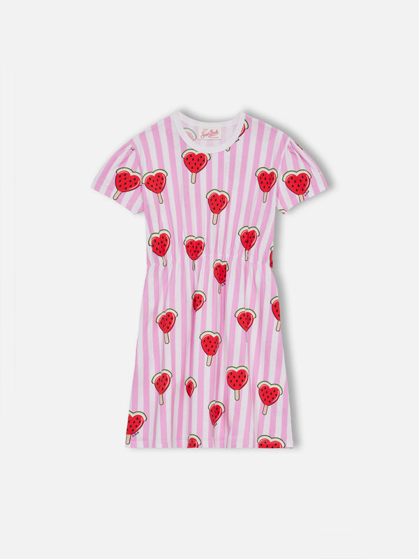 Mädchenkleid aus Baumwolljersey „Leila“ mit Herz-Wassermelonen-Print