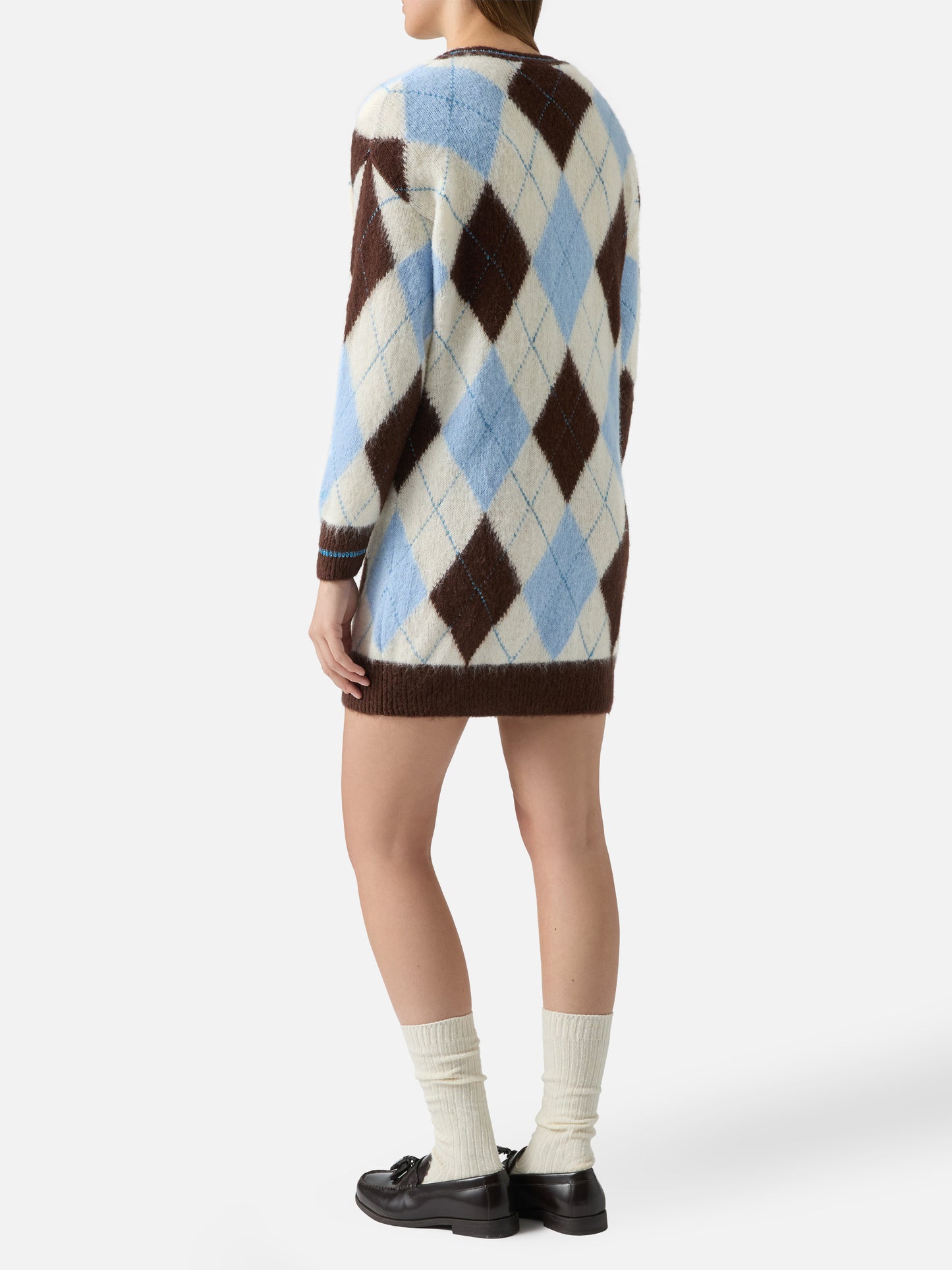 Woman ultra soft knit dress with argyle jacquard