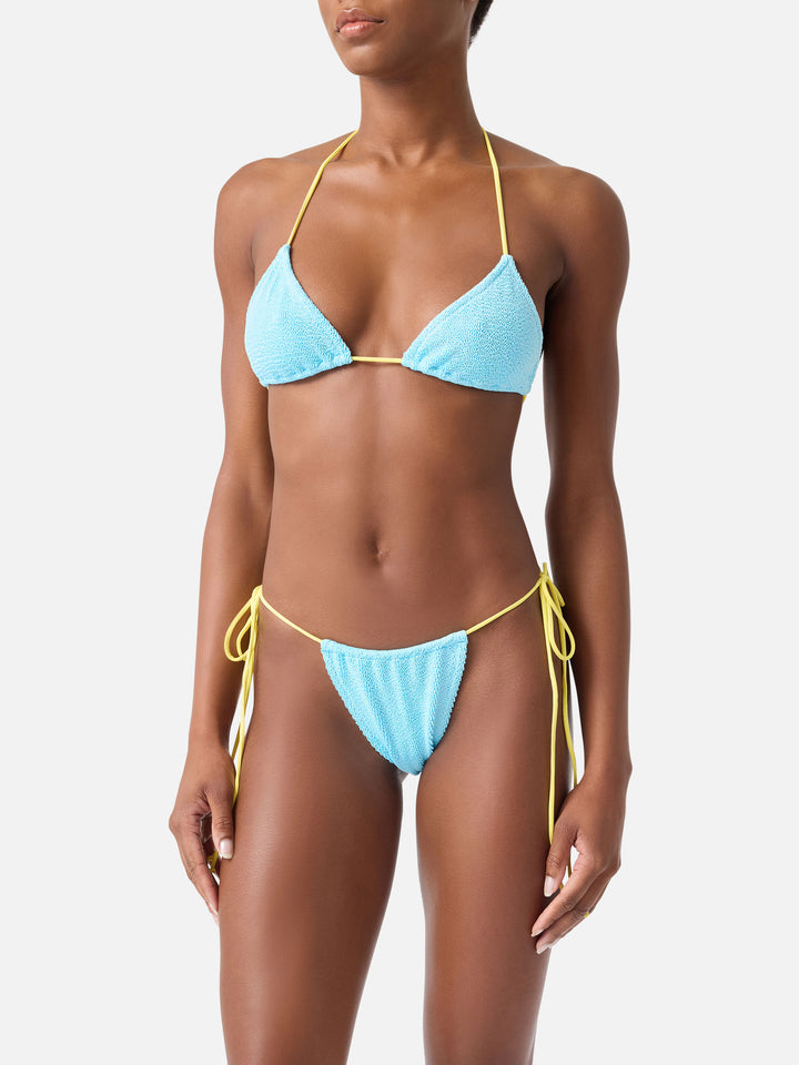 Hellblauer Leontine-Bikini aus Crinkle mit Paspelierung | Special Edition 
