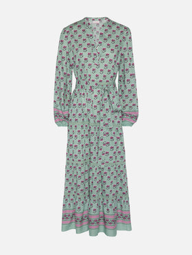 Leyde Baumwoll-Maxikleid mit Blumendruck