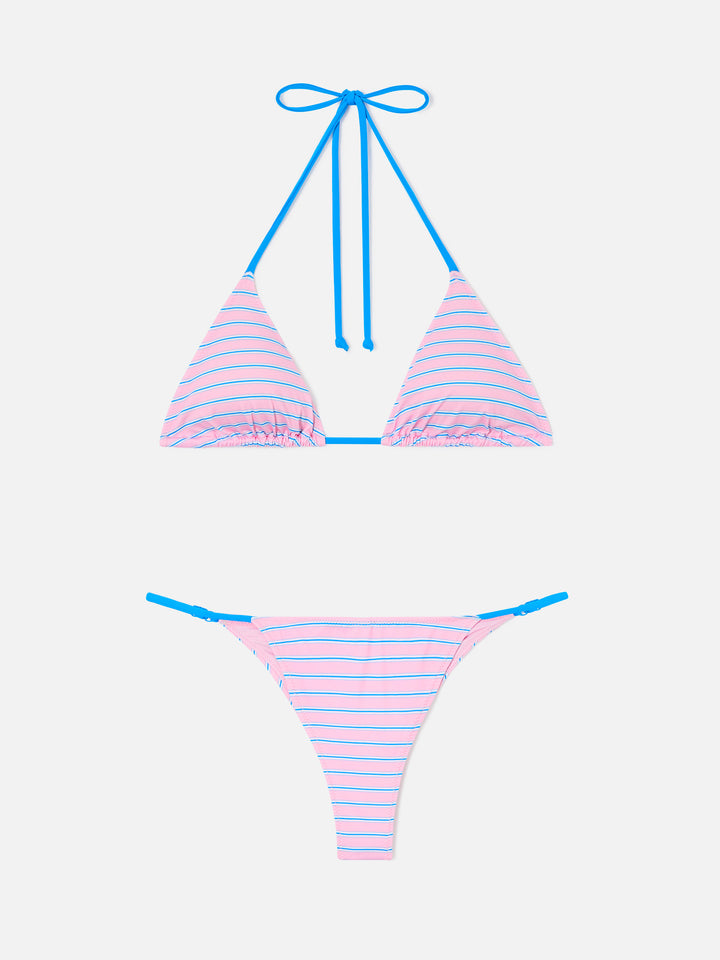 Bikini Lezzy con rayas rosas y blue 