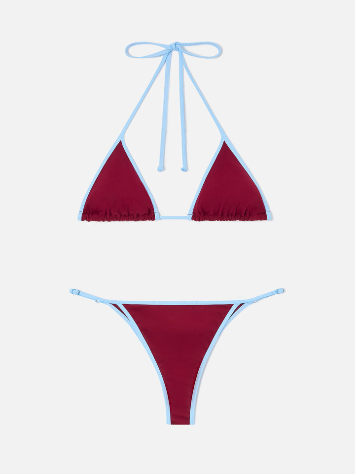Bikini burdeos Lezzy String con ribetes contrast 