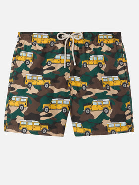Badeshorts für Herren aus leichtem Stoff Lighting mit Geländewagen-Aufdruck