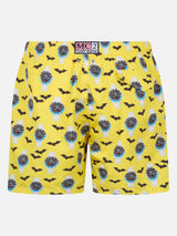 Man lightweight fabric swim-shorts Lighting with watches print