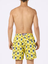 Man lightweight fabric swim-shorts Lighting with watches print