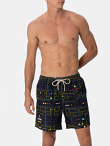 Man lightweight fabric swim-shorts Lighting with Pac-Man print | PAC-MAN SPECIAL EDITION