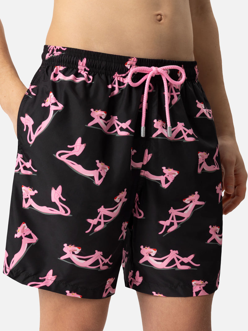 Lightweight fabric swim shorts Lighting with The Pink Panther print | THE PINK PANTHER SPECIAL EDITION