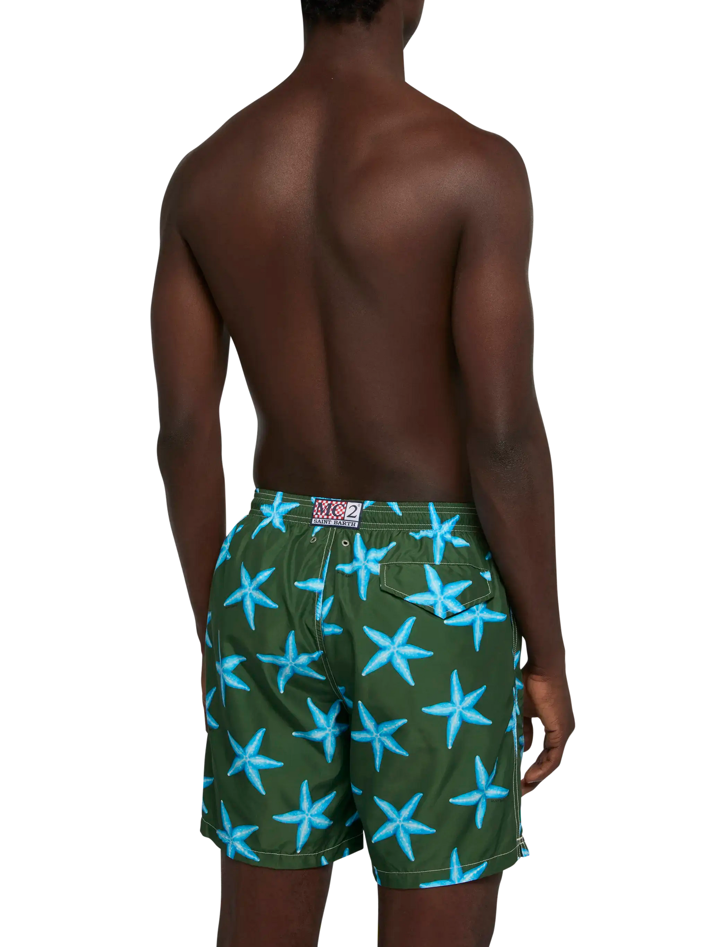 Lightweight fabric swim-shorts Lighting with starfish print