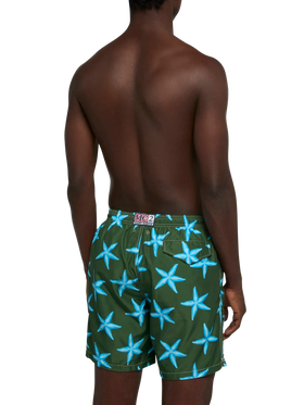 Lightweight fabric swim-shorts Lighting with starfish print