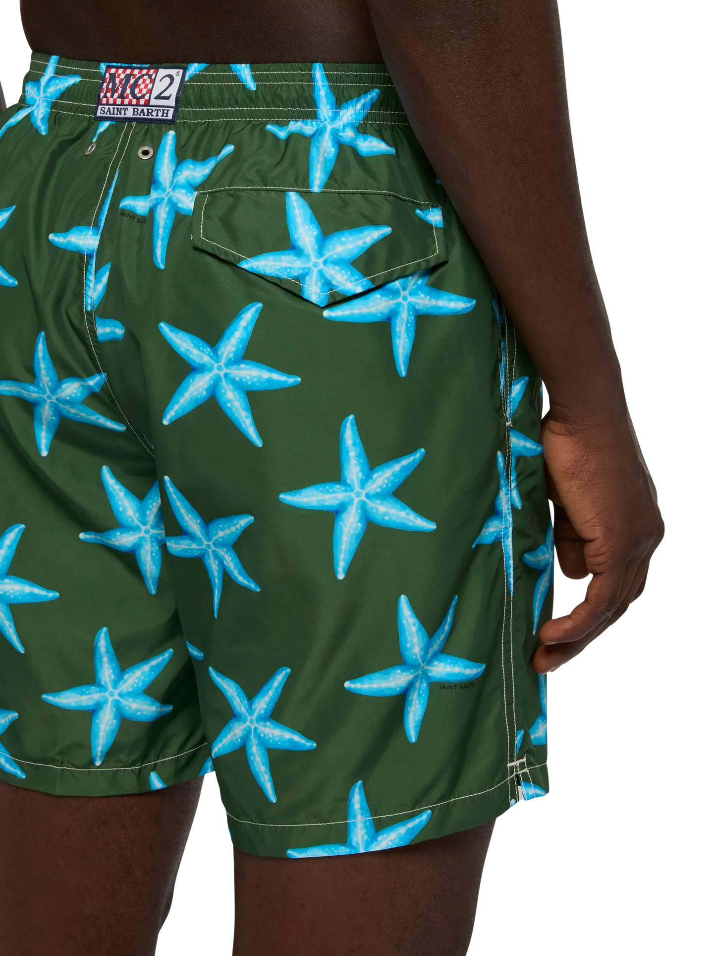 Lightweight fabric swim-shorts Lighting with starfish print