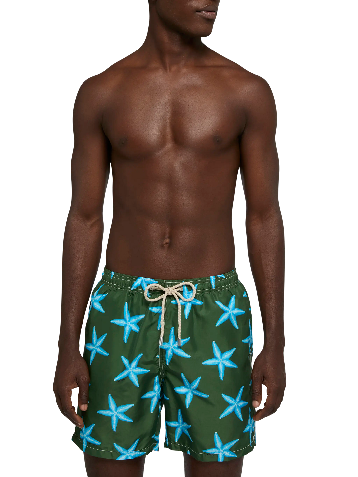 Lightweight fabric swim-shorts Lighting with starfish print