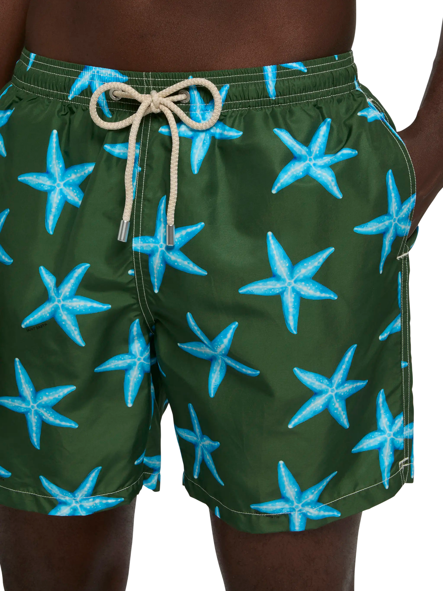 Lightweight fabric swim-shorts Lighting with starfish print
