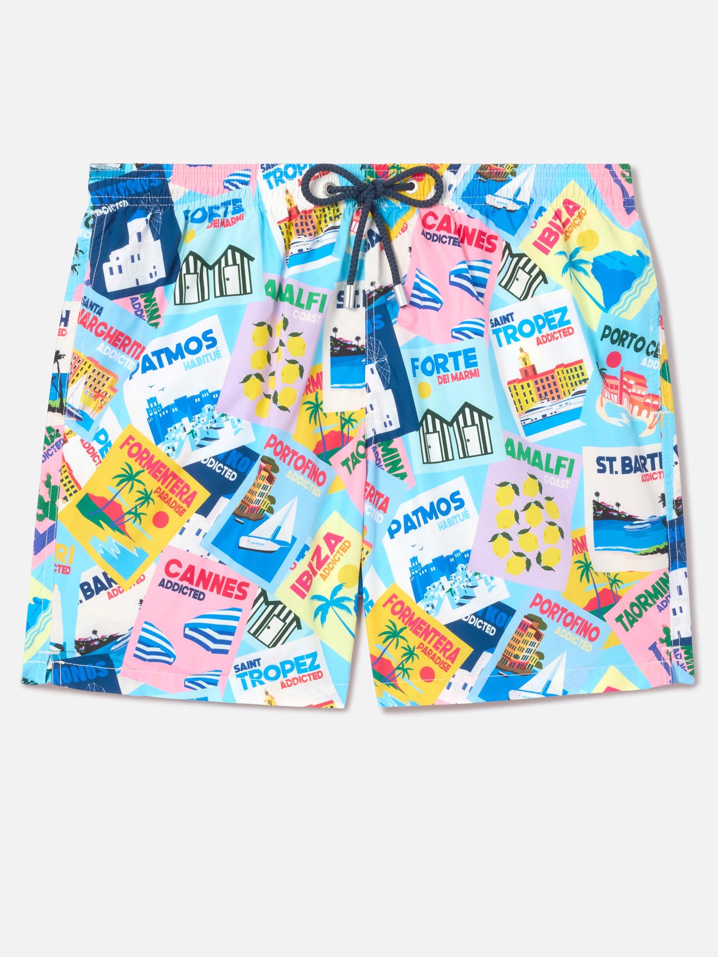 Badeshorts Lighting mit Postkarten-Print 