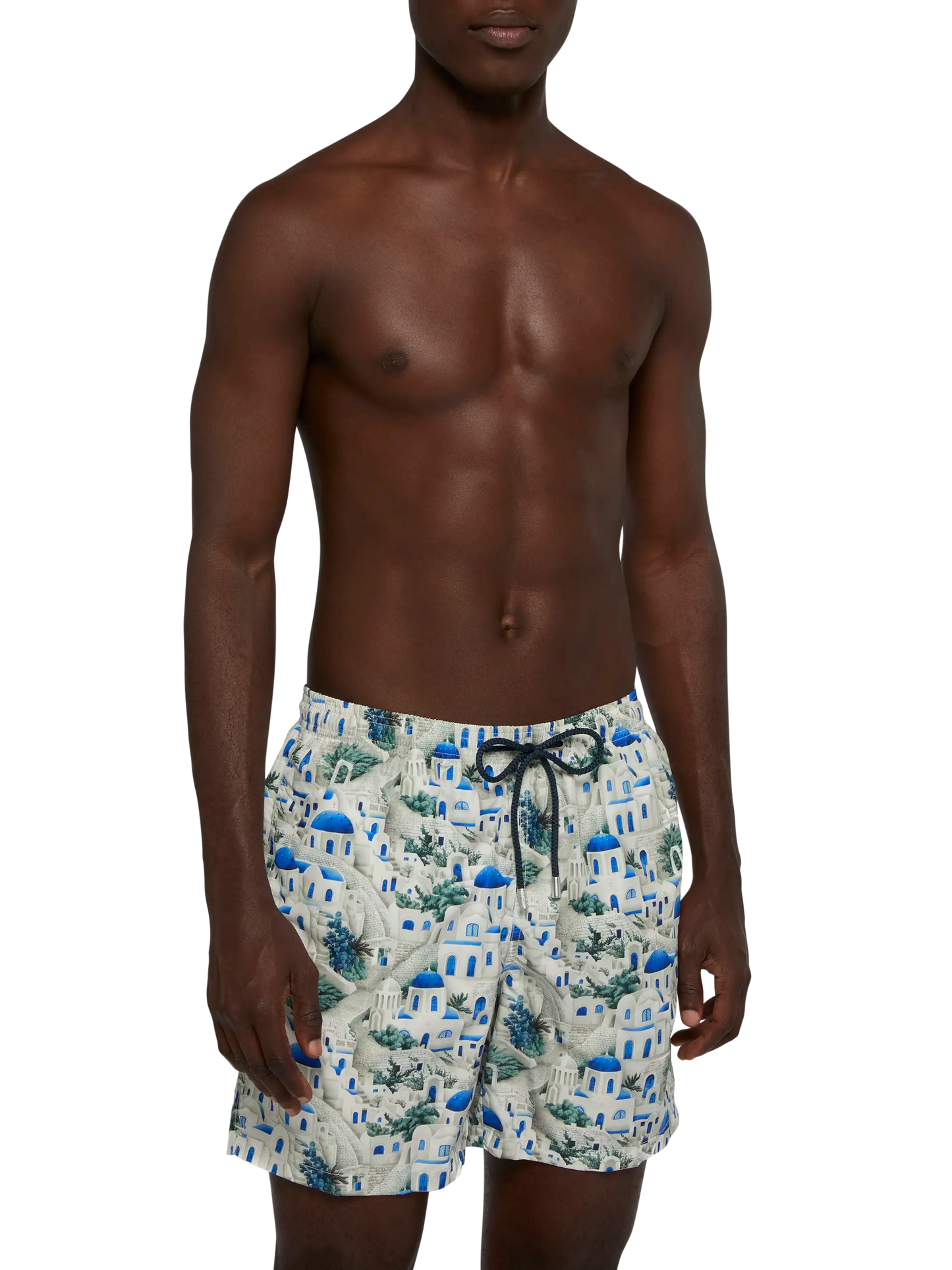 Lightweight fabric swim-shorts Lighting with Greek house print | AI CO-CREATED DESIGN BY RICKDICK - POWERED BY RED-EYE