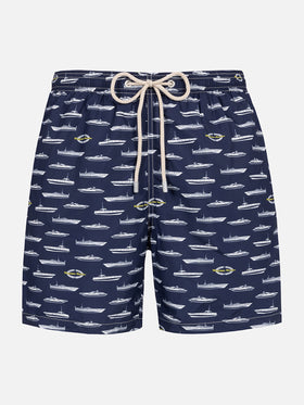 Herren-Badeshorts aus leichtem Stoff mit Magnum Marine-Print | MAGNUM MARINE SONDEREDITION