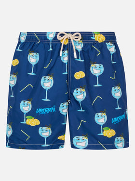 Man lightweight fabric swim-shorts Lighting with Cryptopuppets print | CRYPTOPUPPETS SPECIAL EDITION - MC2 Saint Barth