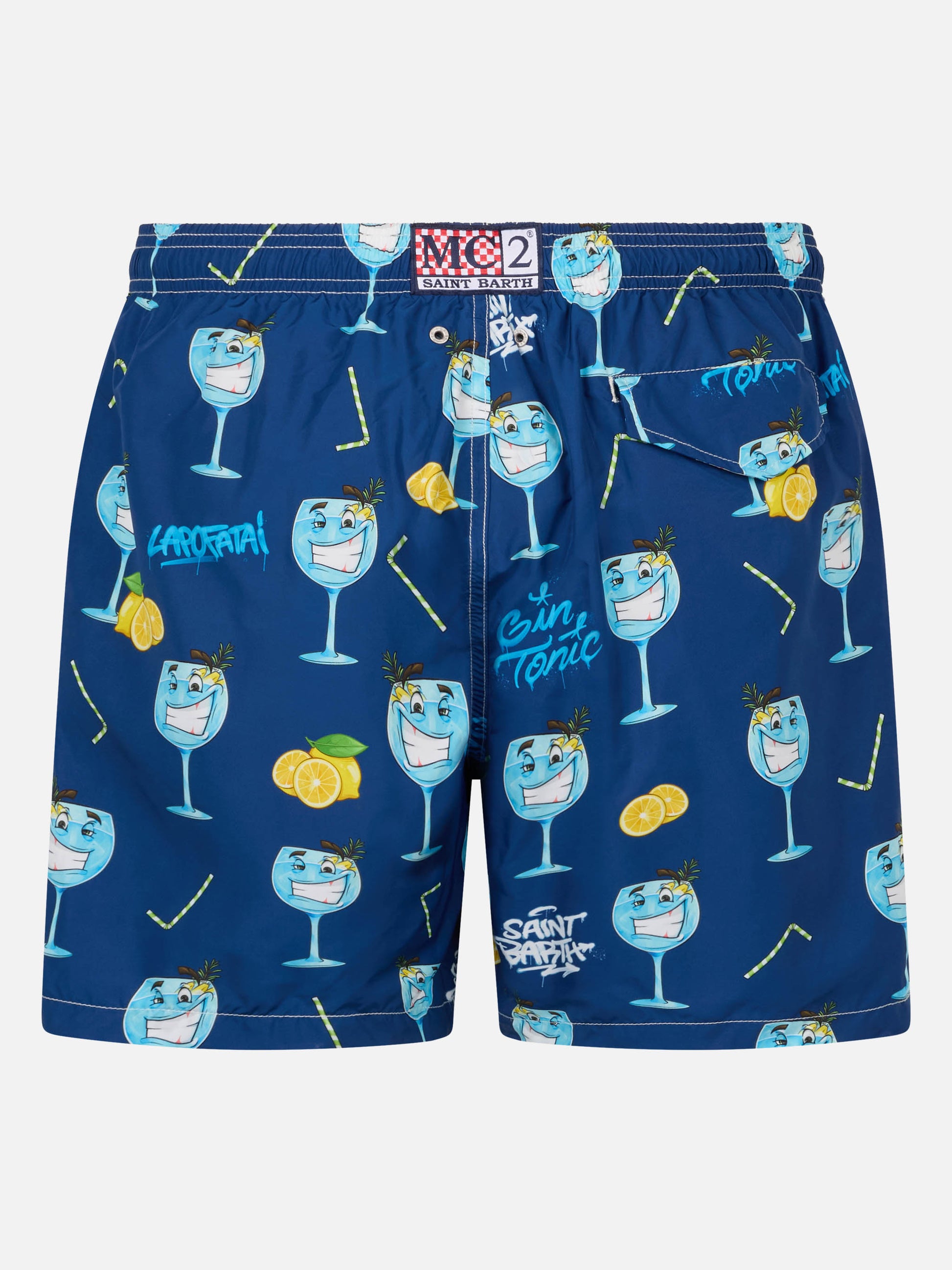 Man lightweight fabric swim-shorts Lighting with Cryptopuppets print | CRYPTOPUPPETS SPECIAL EDITION - MC2 Saint Barth