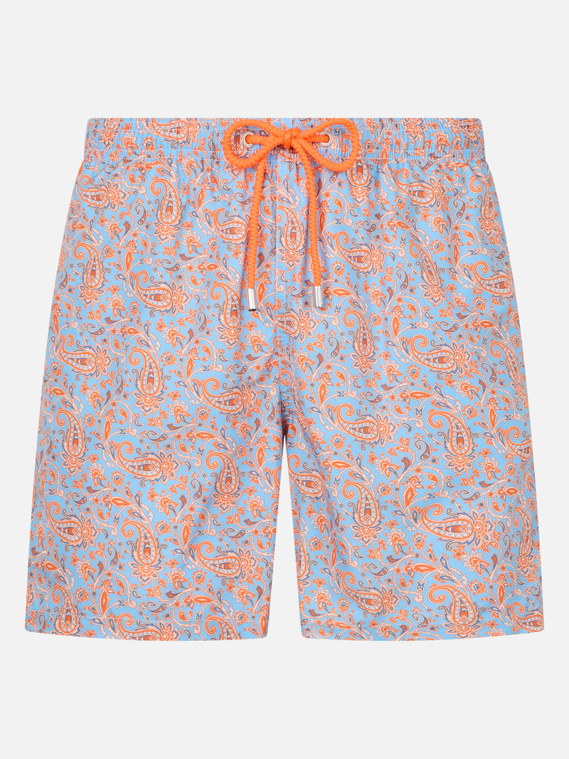 Herren-Badeshorts Lighting aus leichtem Stoff mit Paisley-Print