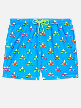 Short de bain bleu avec imprimé canards sur scooters | Special Edition 