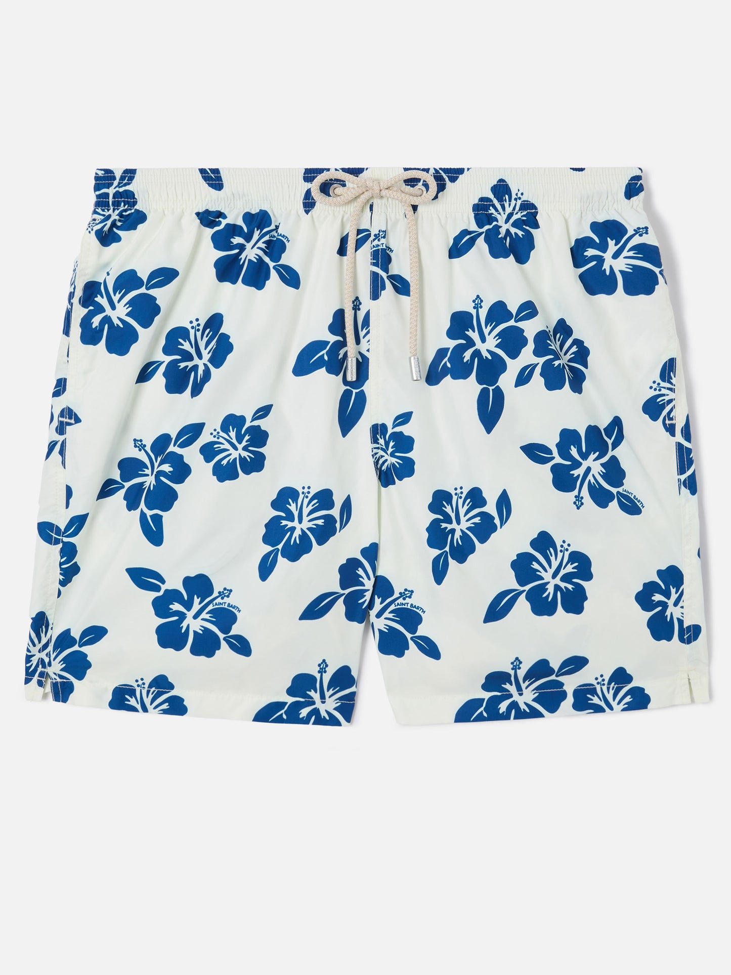 Costume mare Lighting bianco con stampa hibiscus all-over