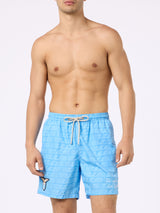 Man lightweight fabric swim-shorts Lighting with Lazio print | SS LAZIO SPECIAL EDITION