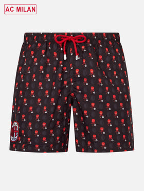 Costume da bagno da uomo in tessuto leggero con stampa logo Milan e patch | AC MILAN SPECIAL EDITION