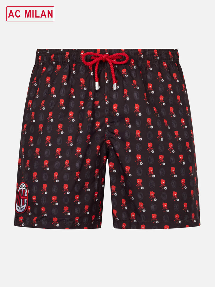 Badeshorts aus leichtem Stoff für Herren mit Milan-Logo-Aufdruck und Patch | AC MILAN SPECIAL EDITION