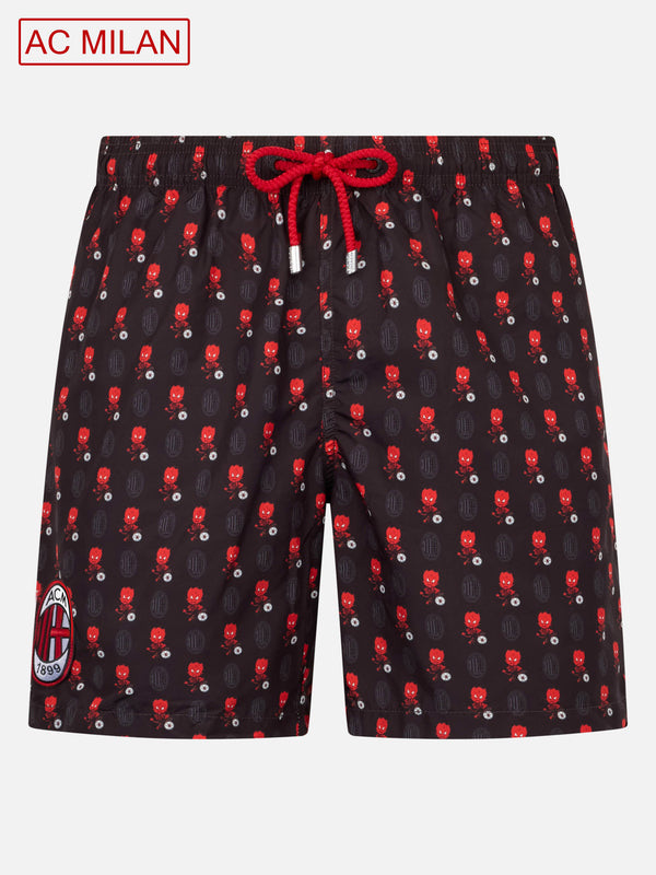 Badeshorts aus leichtem Stoff für Herren mit Milan-Logo-Aufdruck und Patch | AC MILAN SPECIAL EDITION