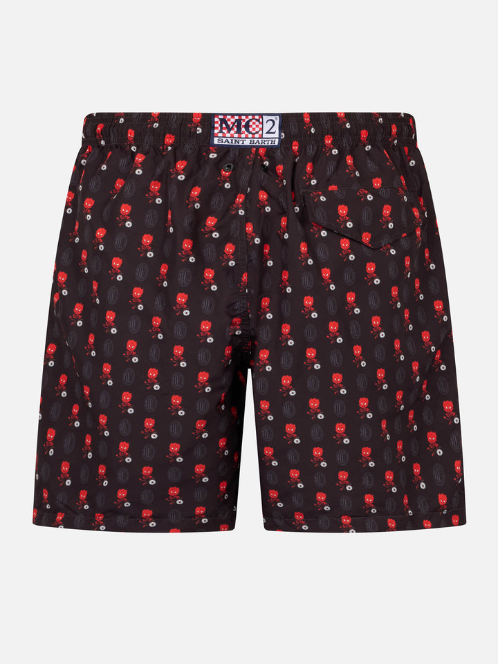 Badeshorts aus leichtem Stoff für Herren mit Milan-Logo-Aufdruck und Patch | AC MILAN SPECIAL EDITION