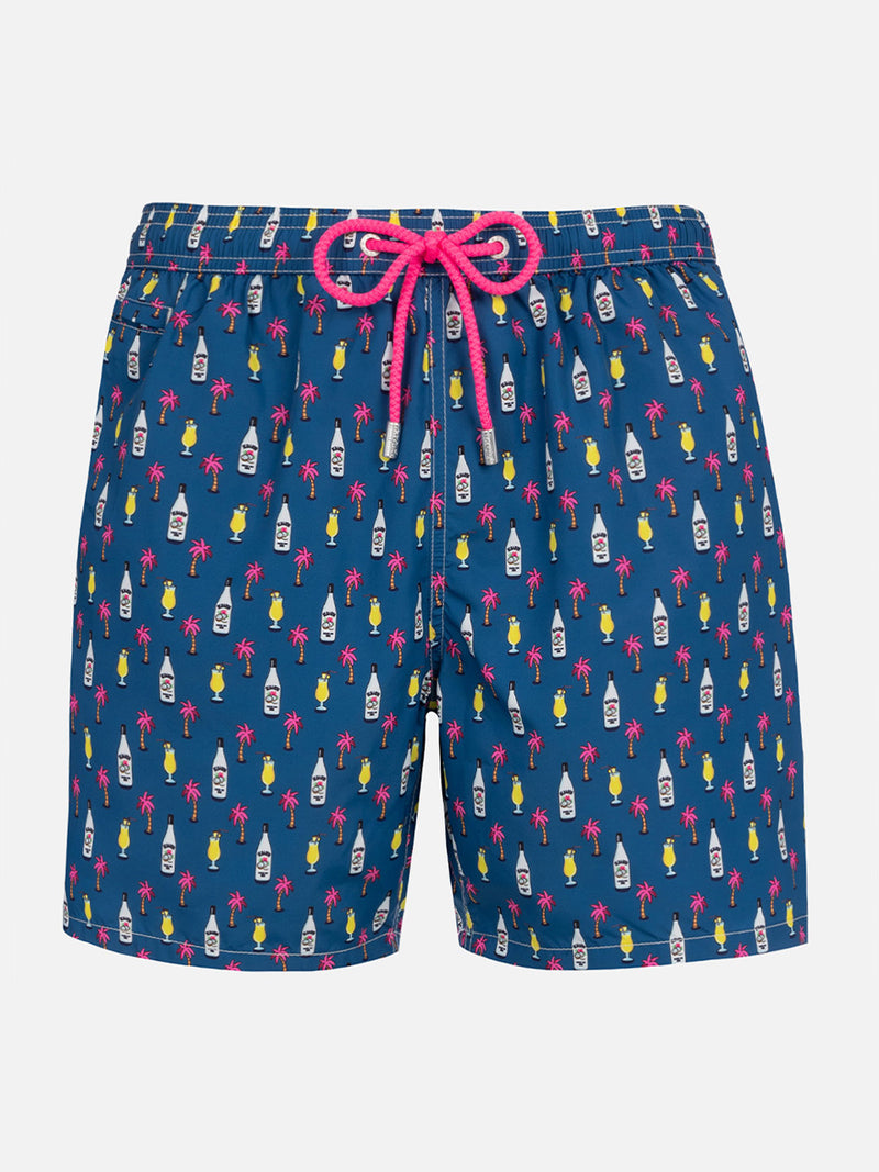 Man lightweight fabric swim-shorts Lighting Micro Fantasy with cocktail print