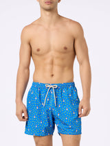 Man lightweight fabric swim-shorts Lighting Micro Fantasy with rum and pear print