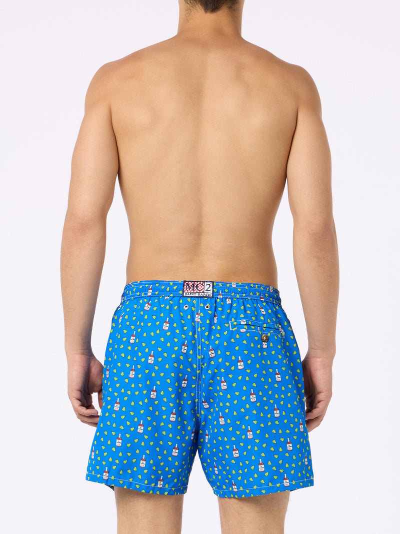 Man lightweight fabric swim-shorts Lighting Micro Fantasy with rum and pear print