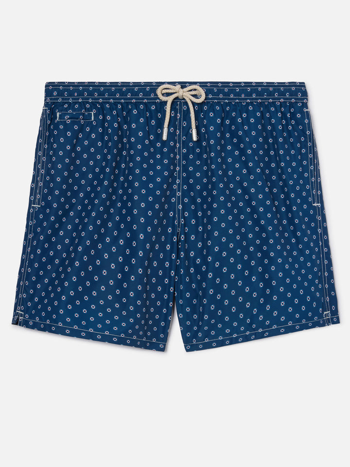 Navy Lighting Micro swim shorts with mini lifebuoy print