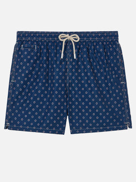 Bañador corto Navy Lighting Micro con estampado de mini salvavidas 