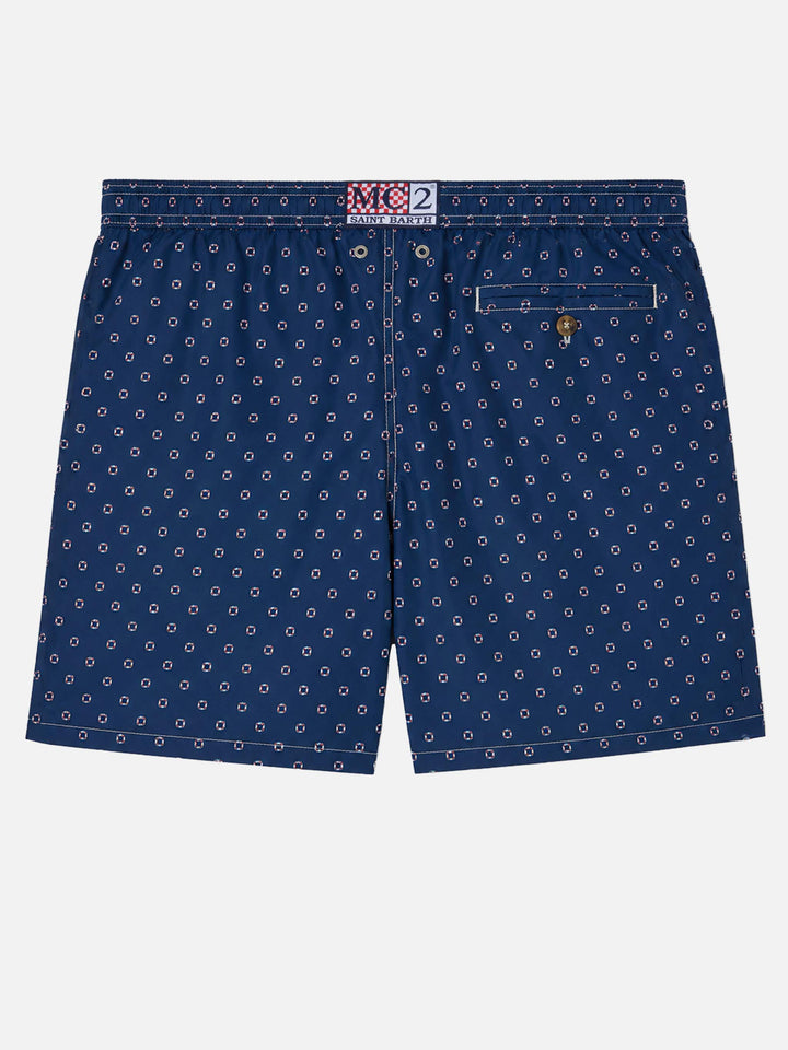Short de bain Micro Navy Lighting avec imprimé mini bouée de sauvetage 