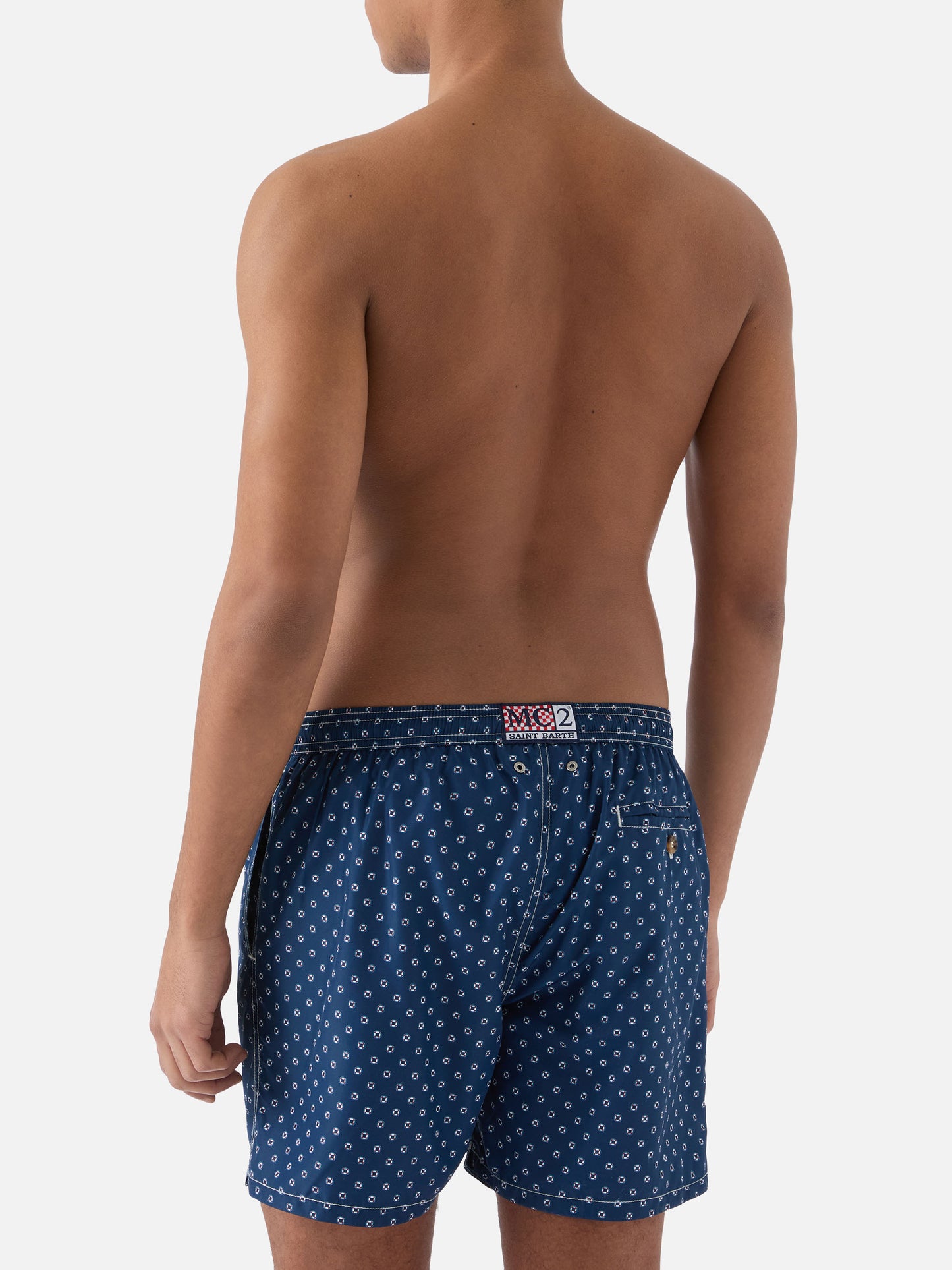 Navy Lighting Micro swim shorts with mini lifebuoy print