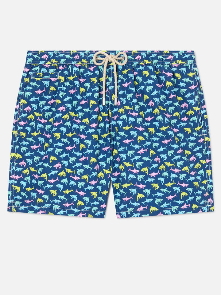 Herren-Badeshorts aus leichtem Stoff Lighting Micro Fantasy mit Hai-Print