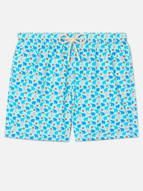 Badehose Lighting Micro Fantasy aus technischem Gewebe mit Elefantenmuster in Blau und Multicolor 