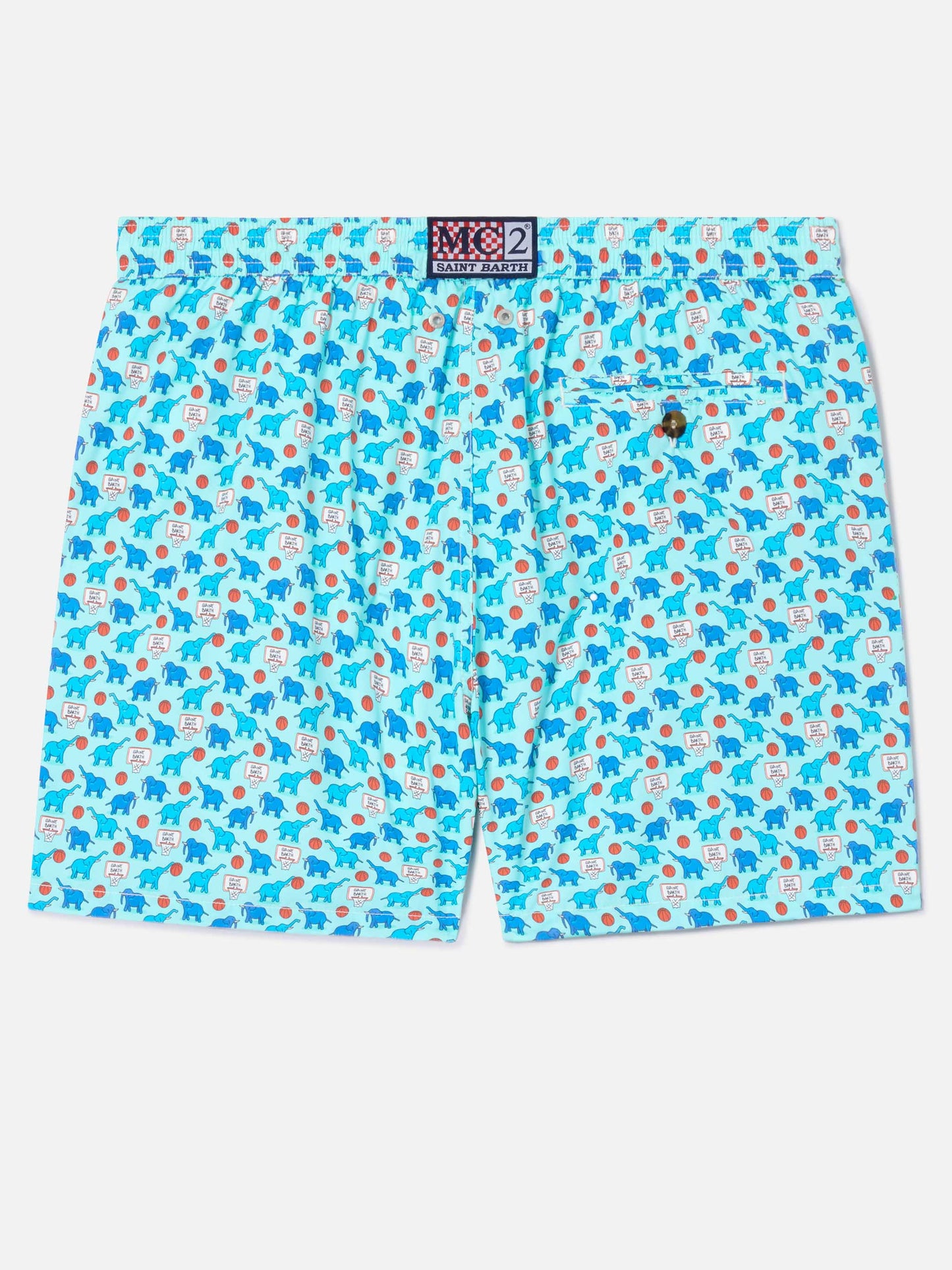 Badehose Lighting Micro Fantasy aus technischem Gewebe mit Elefantenmuster in Blau und Multicolor 