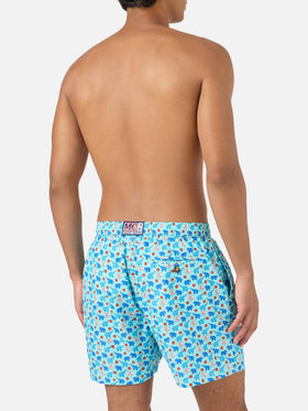 Badehose Lighting Micro Fantasy aus technischem Gewebe mit Elefantenmuster in Blau und Multicolor 