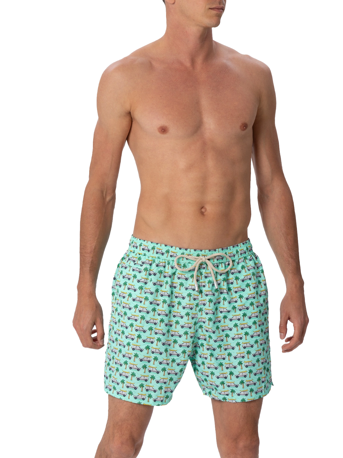Man lightweight fabric swim-shorts Lighting Micro Fantasy with Panda print | PANDA SPECIAL EDITION