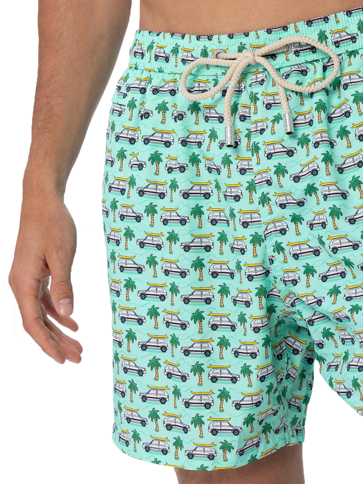 Man lightweight fabric swim-shorts Lighting Micro Fantasy with Panda print | PANDA SPECIAL EDITION