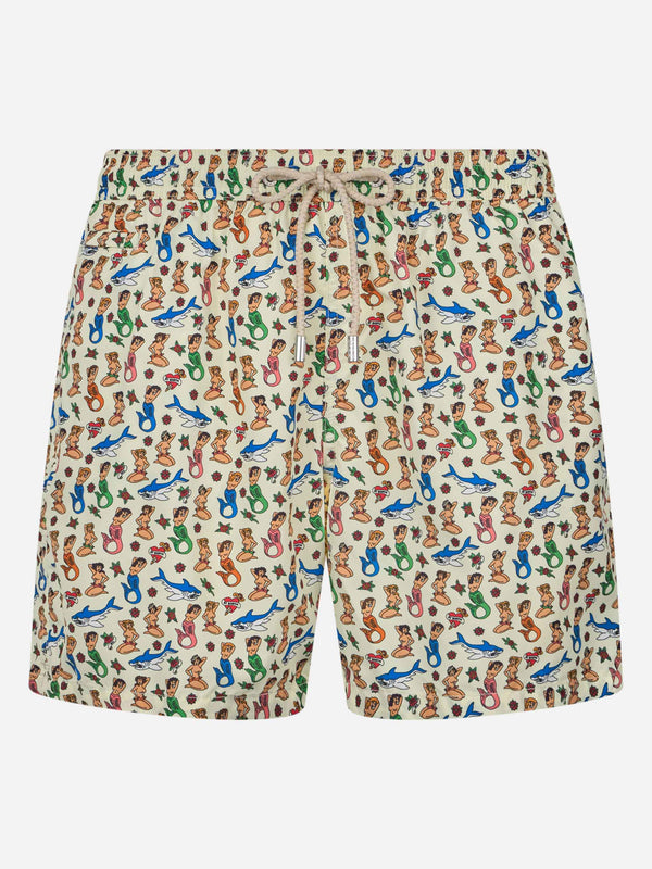 Herren-Badeshorts aus leichtem Stoff Lighting Micro Fantasy mit Meerjungfrauen-Print