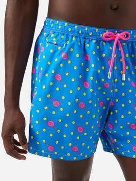 Lighting Micro Fantasy swim shorts in technical fabric with padel pattern in blue and multicolor