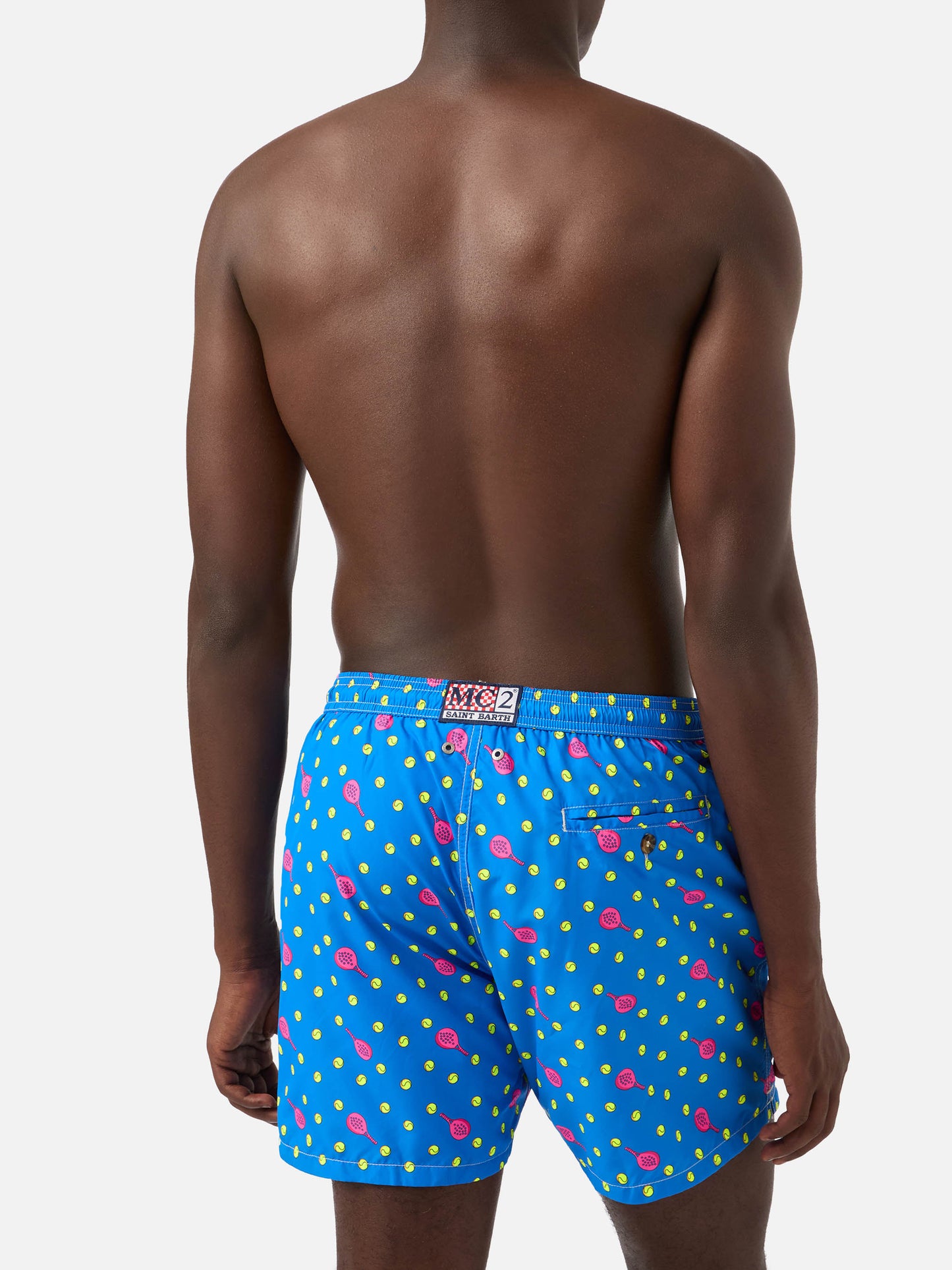 Lighting Micro Fantasy swim shorts in technical fabric with padel pattern in blue and multicolor