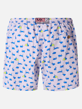 Lightweight fabric swim shorts Lighting with rabbit print