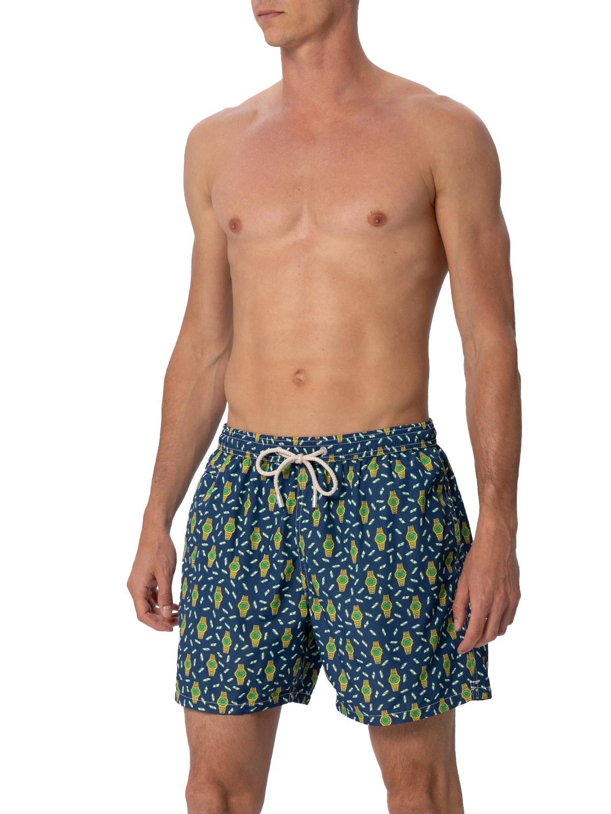 Man lightweight fabric swim-shorts Lighting Micro Fantasy with watches print