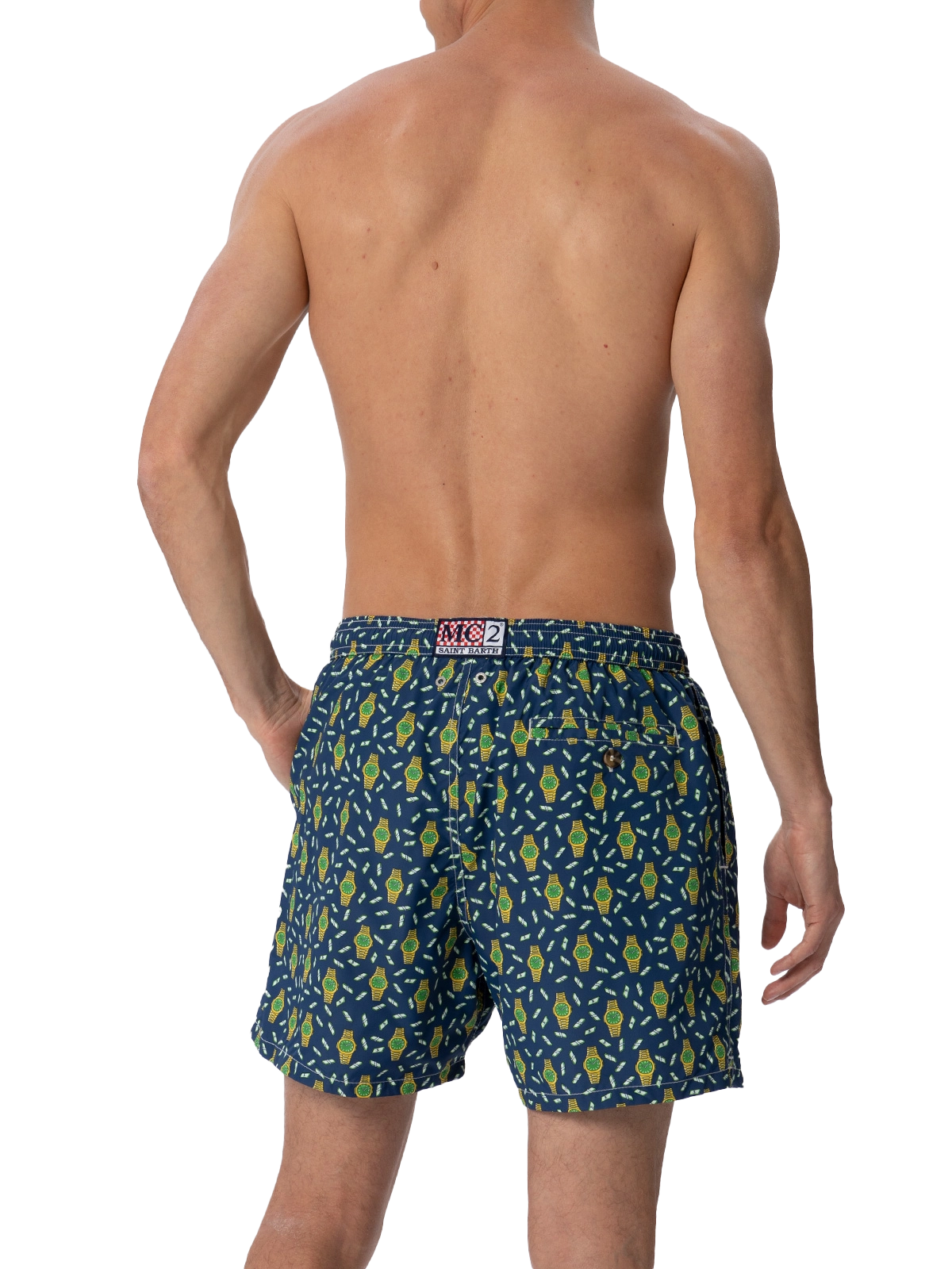 Man lightweight fabric swim-shorts Lighting Micro Fantasy with watches print